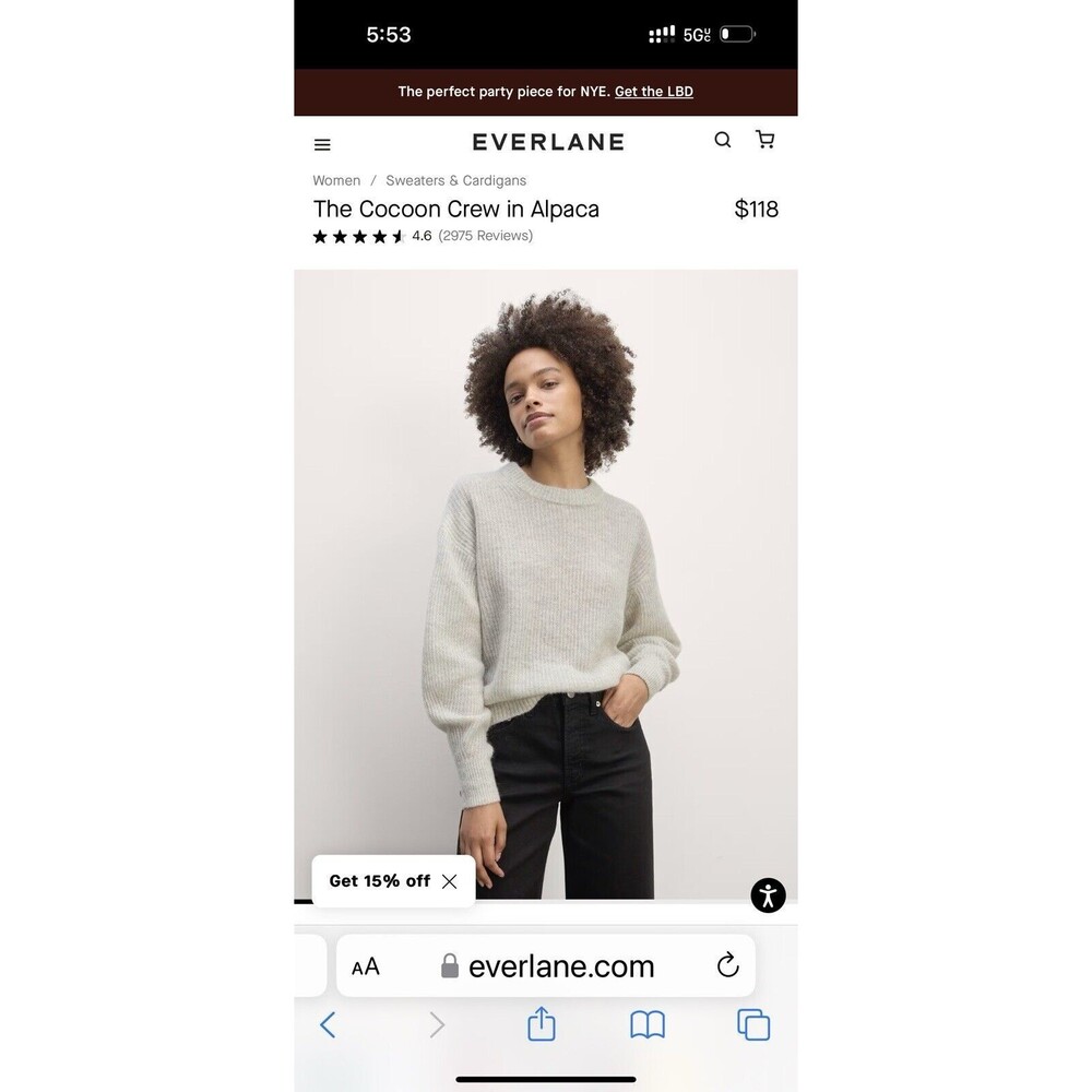 Everlane The Cocoon Crew In Alpaca Gray Small Alpaca Sweater